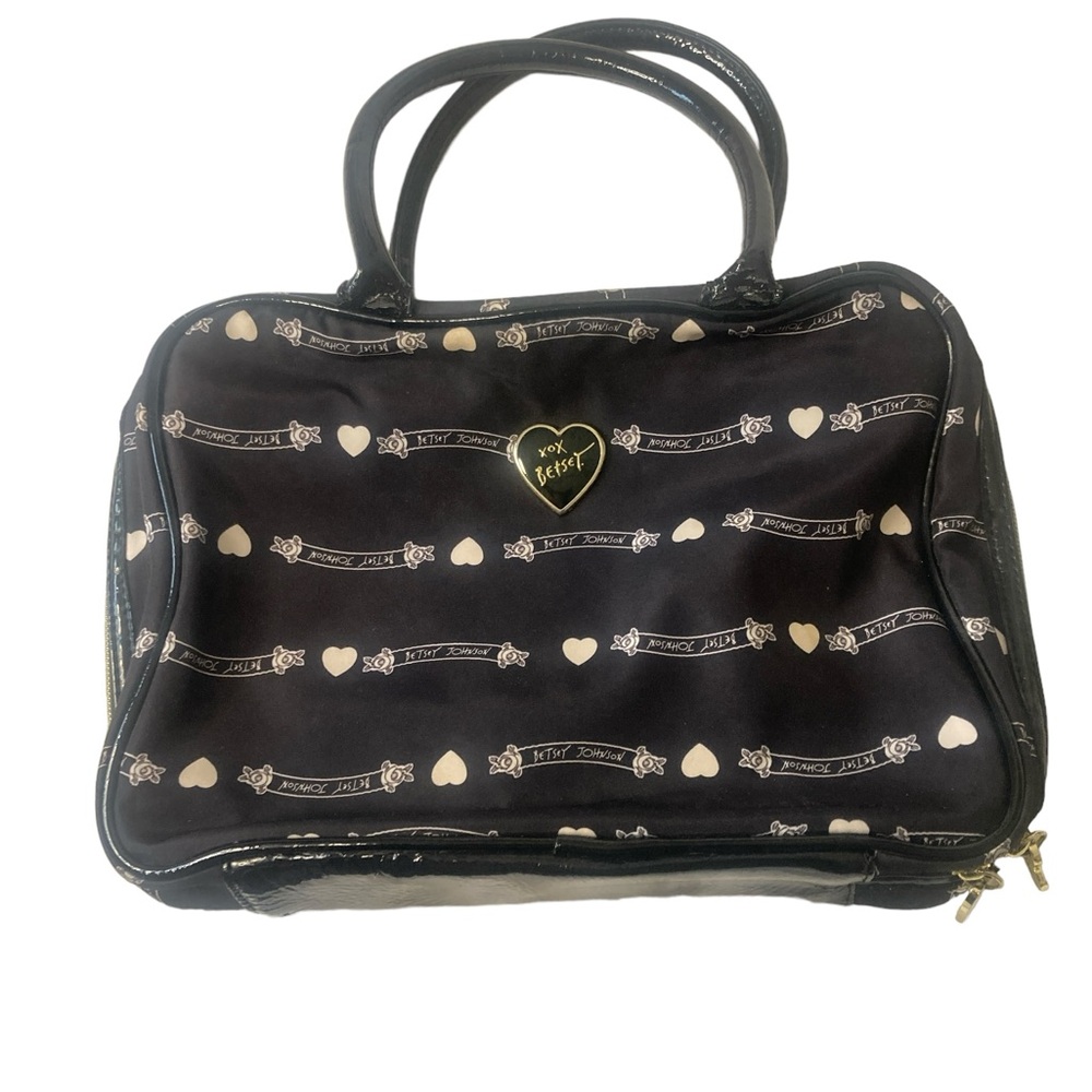 Vintage BLACK PRINTED MAKE-UP BAG by the iconic BETSEY JOHNSON